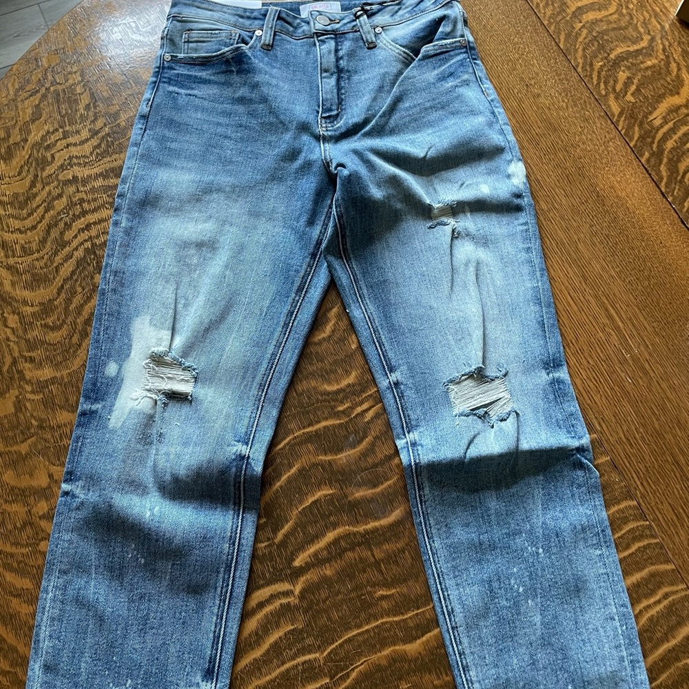 Distressed Tummy-Control Mom Jeans